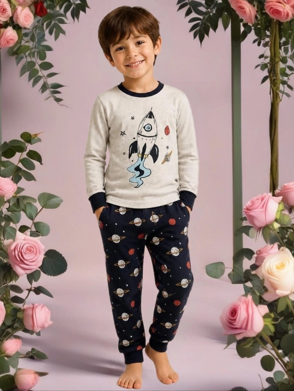 New Boys space rocket 2pc Pajama Set Boys size 8